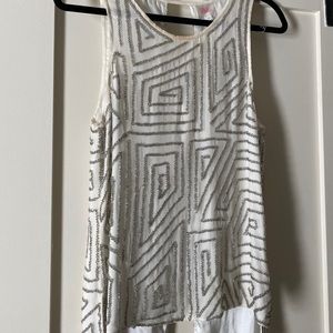 Parker beaded/backless silk tank
